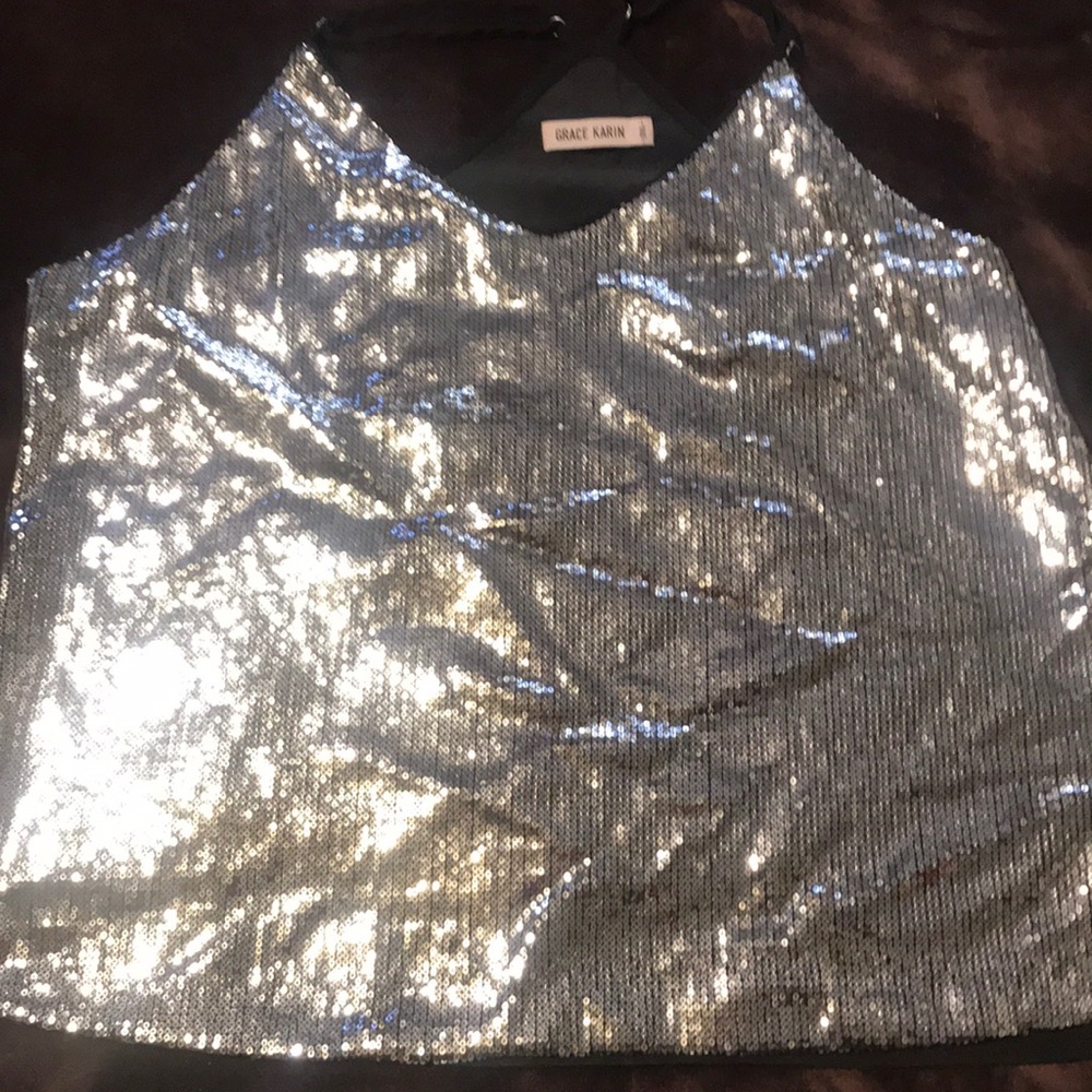 Silver Sequins Top